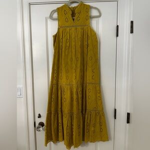 Chartreuse Eyelet Peasant Dress Size S/M
